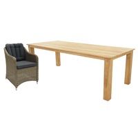 FurnitureOkay Liverpool 9-Piece Teak Outdoor Dining Setting