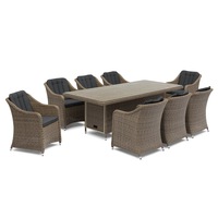 FurnitureOkay Liverpool 9-Piece Wicker Outdoor Dining Setting (Rectangle)