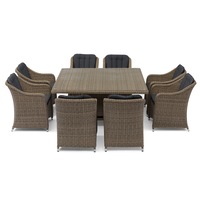 FurnitureOkay Liverpool 9-Piece Wicker Outdoor Dining Setting (Square)