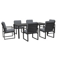 FurnitureOkay Manly 7-Piece Aluminium Outdoor Dining Setting - Charcoal