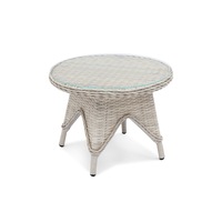 FurnitureOkay Rosebud Wicker Outdoor Side Table - White Shell