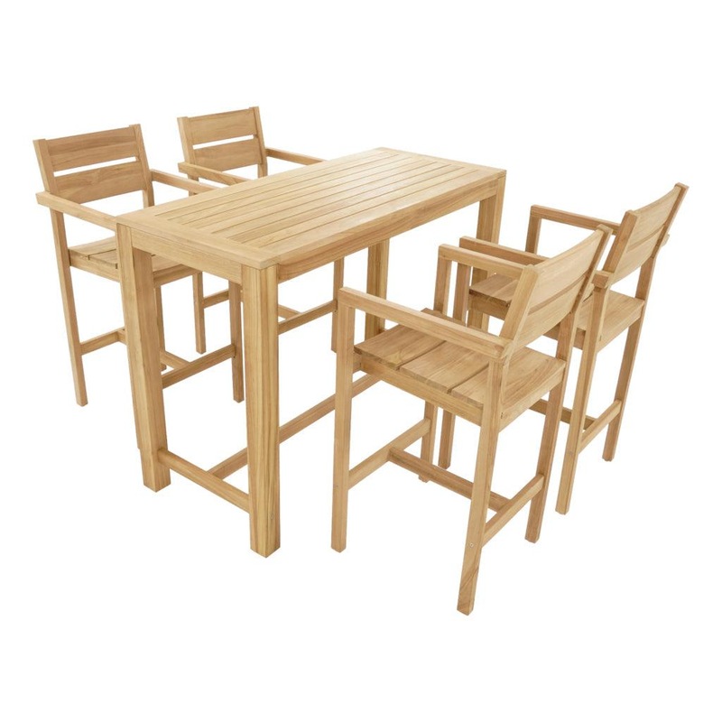 Buy FurnitureOkay Tulsa 5Piece Teak Outdoor Bar Setting MyDeal