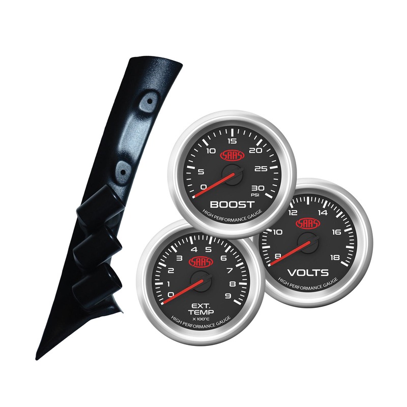 Buy 3 Gauge Pillar Pod w/ Black Ser 3 Boost Exh Volts for Toyota Hilux