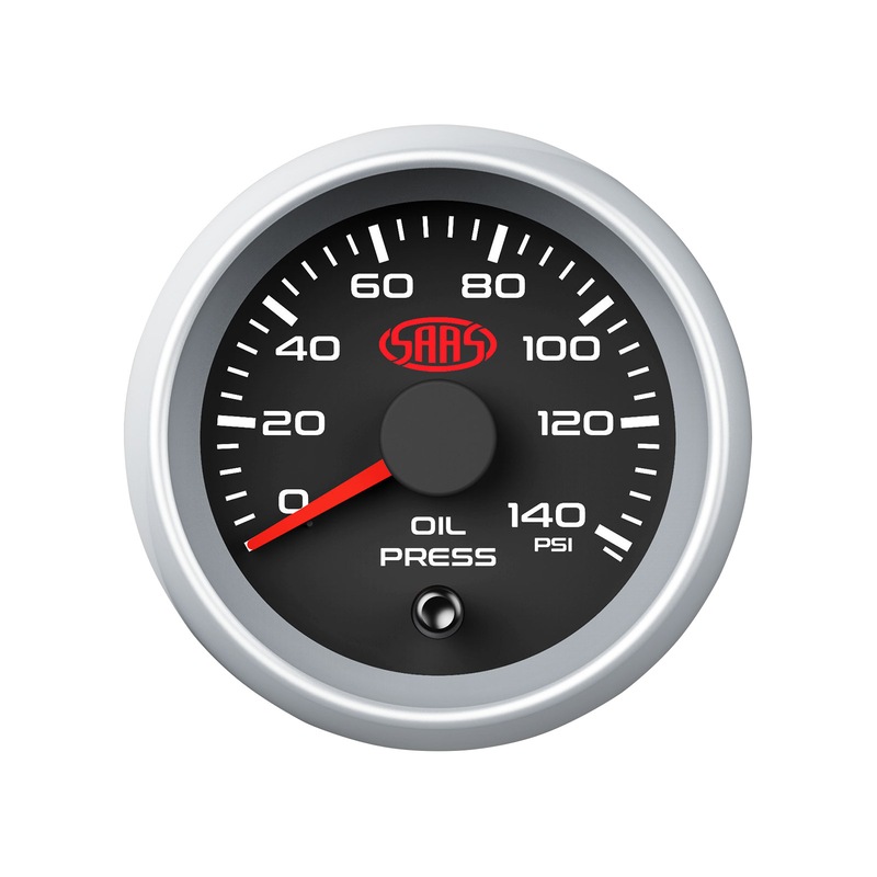 Buy SAAS 0140 PSI Oil Pressure Series II 52mm Gauge Black Silver Rim