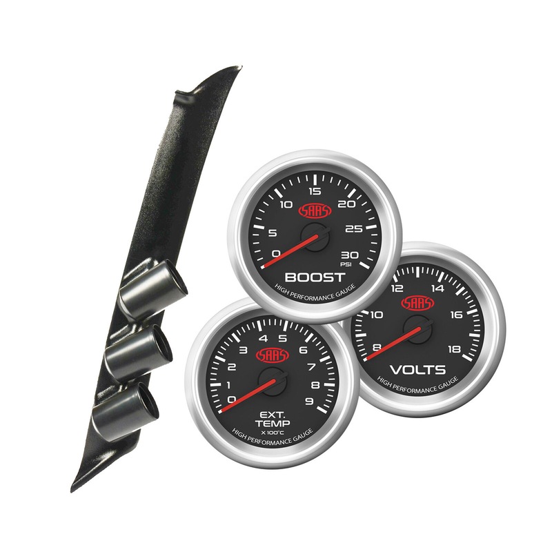 Buy 3 Gauge Pillar Pod w/ Black Ser 3 Boost Exhaust Volts for Navara