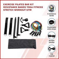 Danoz Direct - Exercise Pilates Bar Kit Resistance Bands Yoga Fitness Stretch Workout Gym