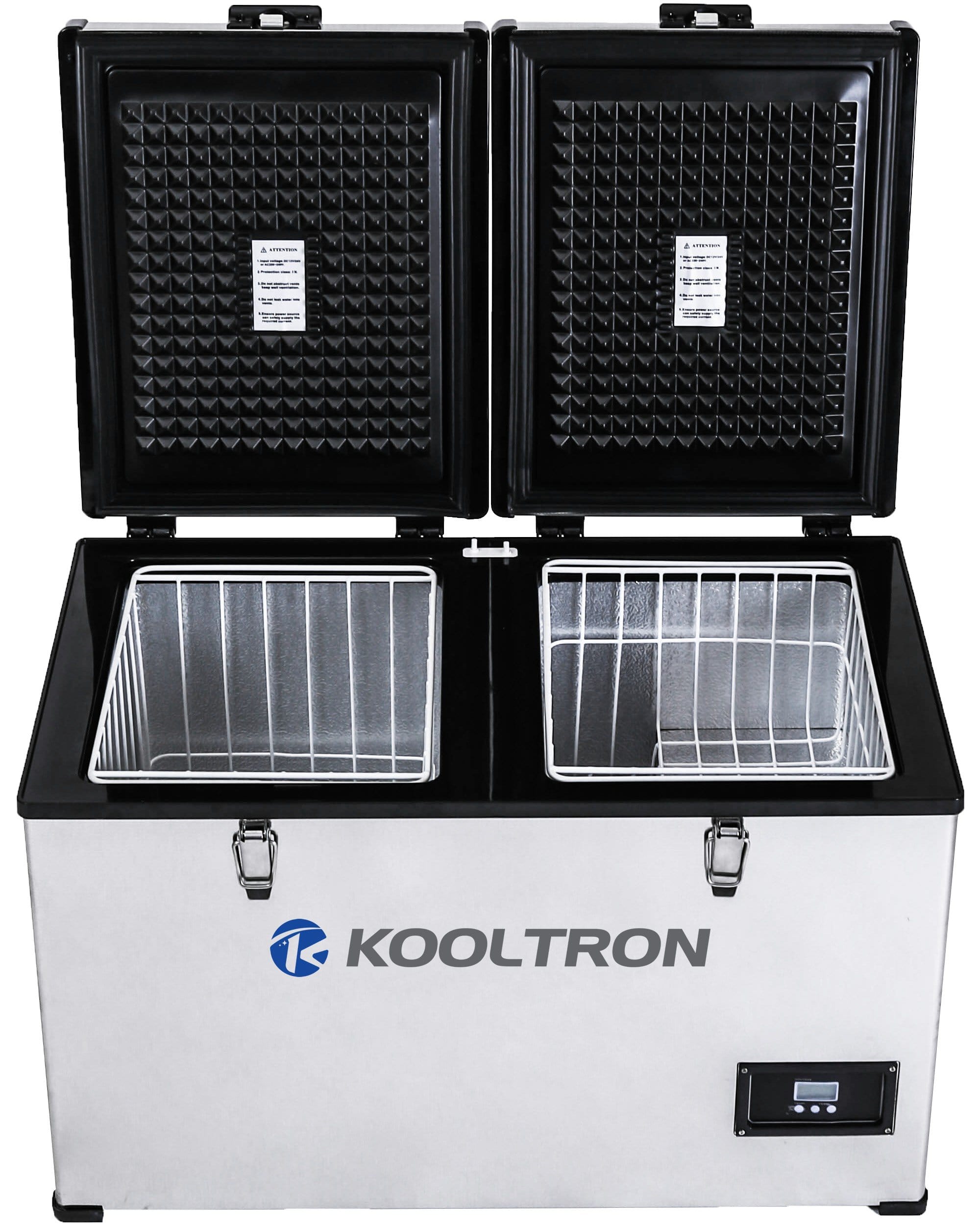 Kooltron 75L Stainless Steel Dual Compartment Fridge / Freezer Camping