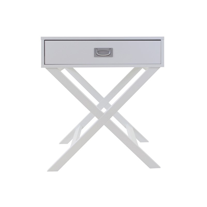 Alexa Cross Leg 1 Drawer Bedside Table White Buy Side Tables 1081251