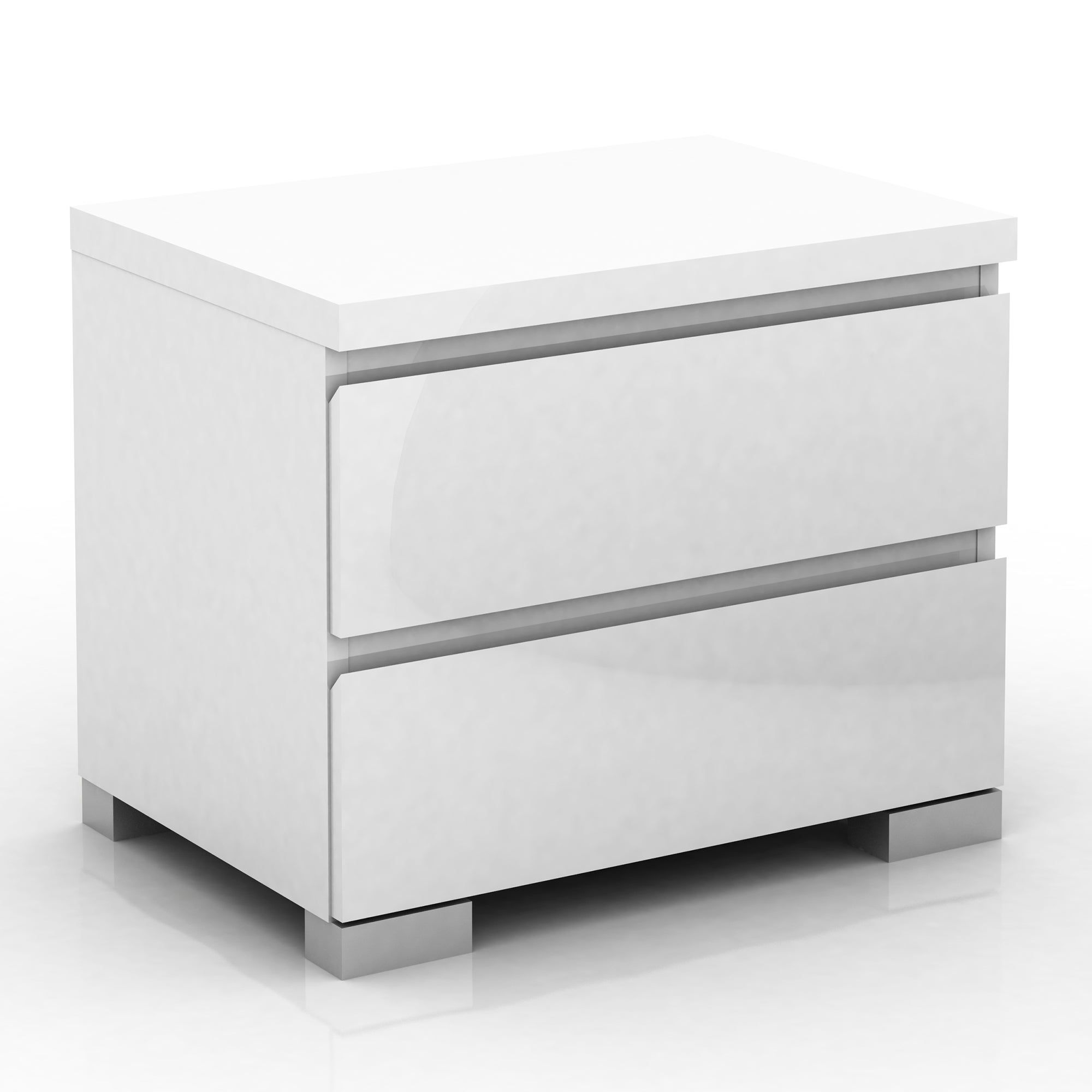 Elara 2 Drawer Bedside Table in High Gloss White
