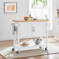 Hamptons Kitchen 2 Door Island Solid wood Counter Top - White