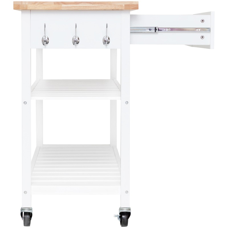 Buy Kitchen Island Trolley With Open Shelves White MyDeal
