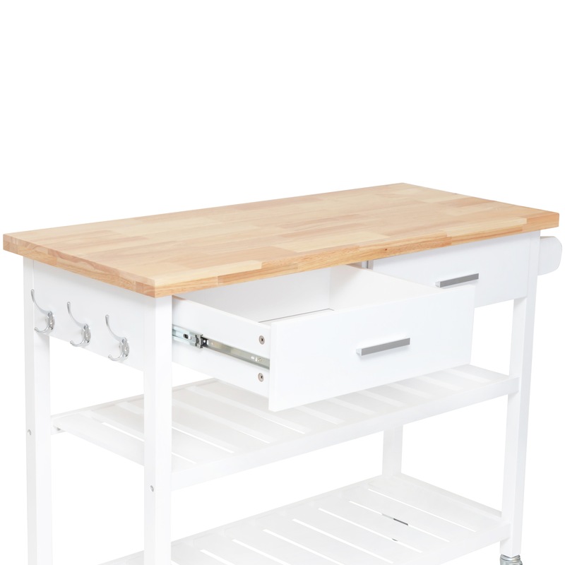 Buy Kitchen Island Trolley With Open Shelves White MyDeal