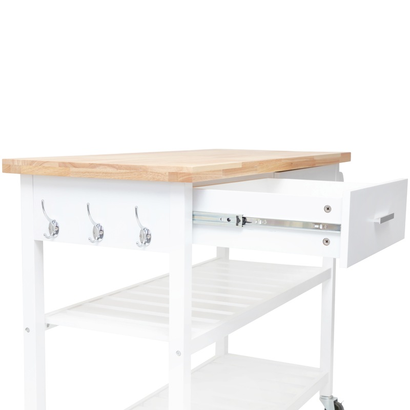 Buy Kitchen Island Trolley With Open Shelves White MyDeal