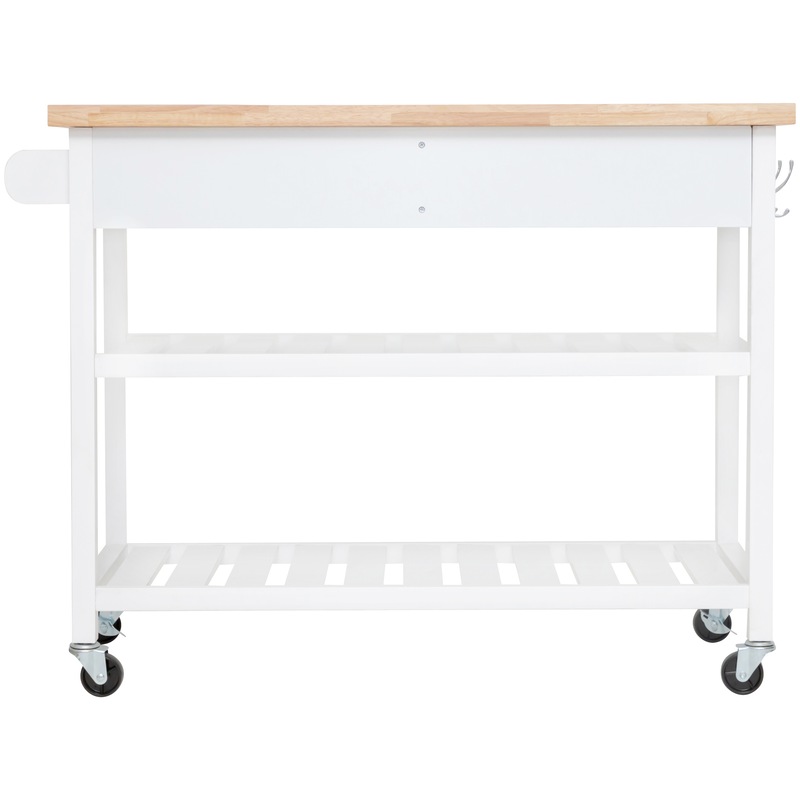 Buy Kitchen Island Trolley With Open Shelves White MyDeal
