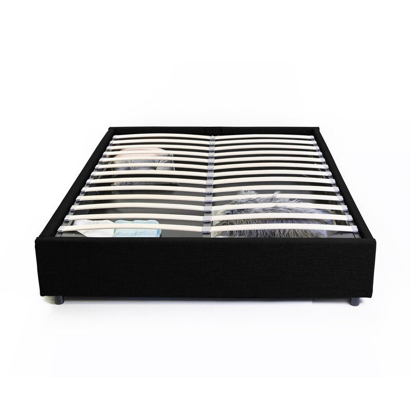 Buy Queen Size Faux Leather Gas Lift Storage Bed Base Black MyDeal