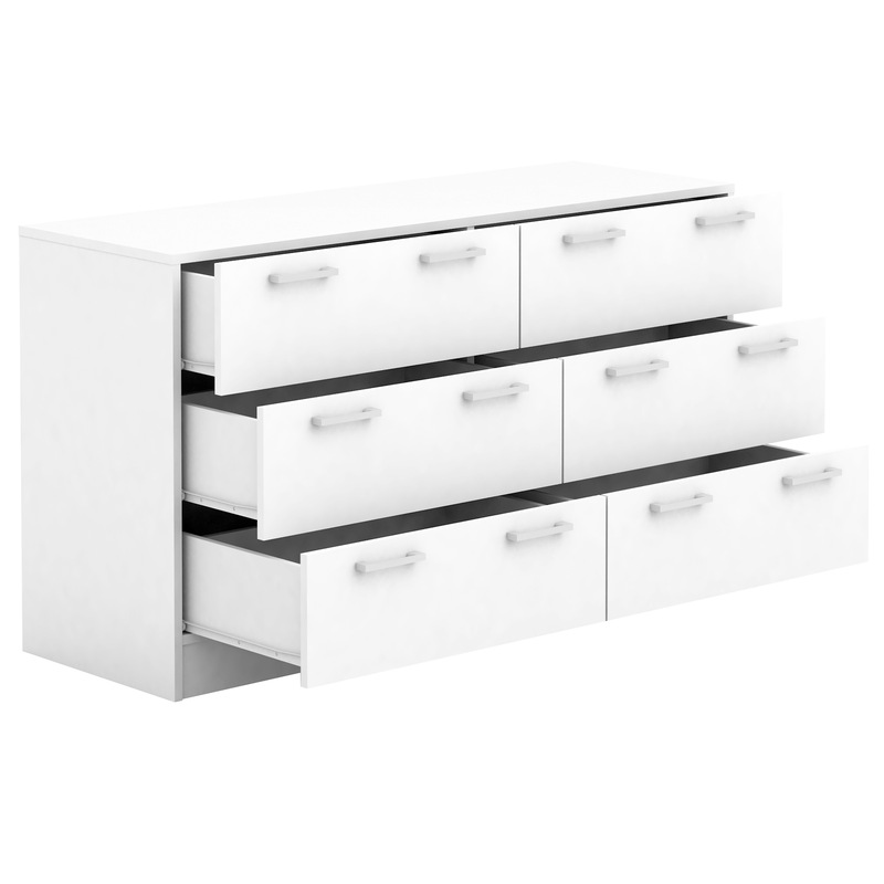 Buy Tribecca Chest of 6 Drawers Lowboy Dresser in White MyDeal