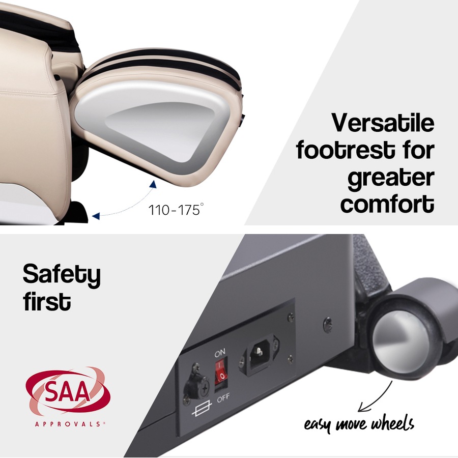 FORTIA Zero Gravity Recline Full-Body Massage Chair, with Back and Foot Rollers, Squeezing Air Pressure for Arms, Legs, plus Heat and Vibration functions, Cream