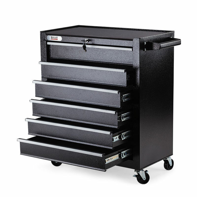 BULLET 6 Drawer Tool Cabinet Box Chest Toolbox Mechanic Trolley Storage Organiser, Black