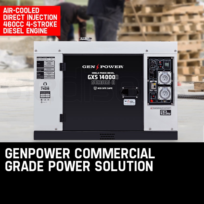 GENPOWER 8.4kVA Max 6kVA Rated Diesel Generator Single Phase Commercial