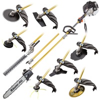 BAUMR-AG 65cc 9in1 Long Reach Garden Multi-tool, Pole Saw, Hedge & Line Trimmer, Brush Cutter, 12" Tree Trimming Pruning Chainsaw Bar, 2 Extension Shafts