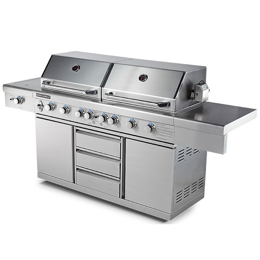 EuroGrille 9 Burner Outdoor BBQ Grill Commercial Barbecue Griller Gas Stainless Steel