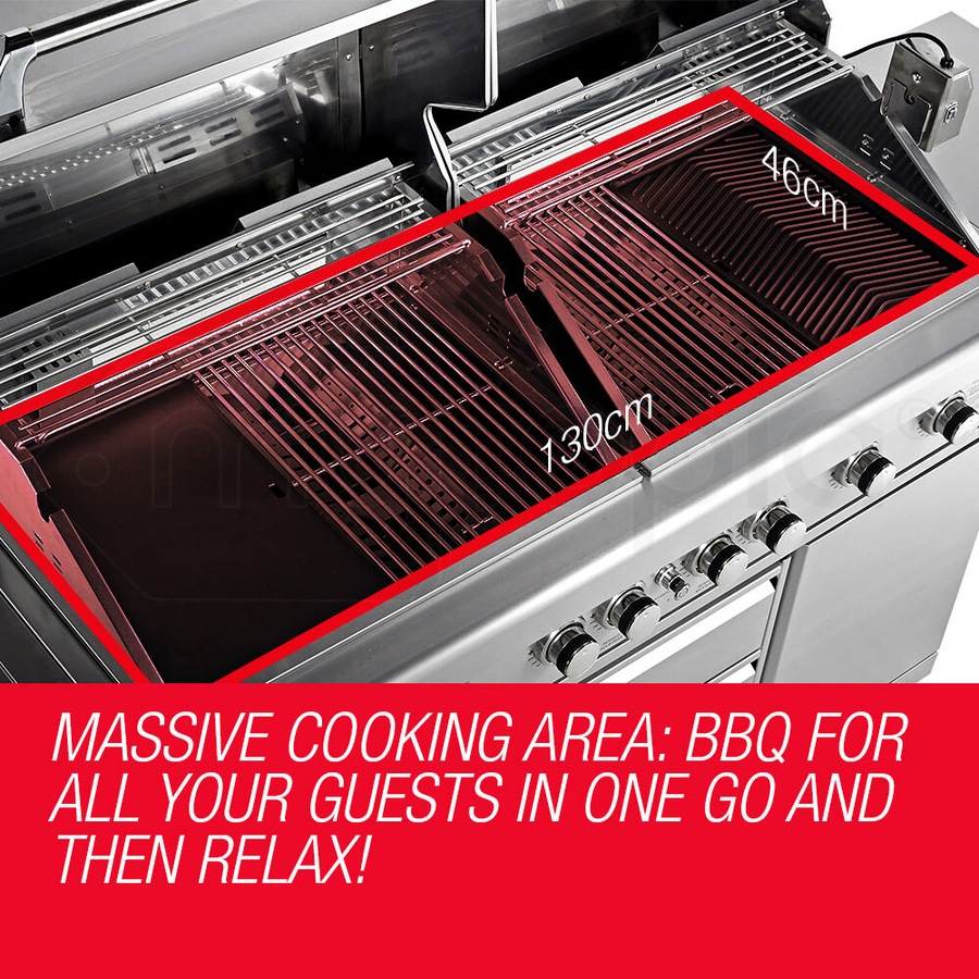 EuroGrille 9 Burner Outdoor BBQ Grill Commercial Barbecue Griller Gas Stainless Steel