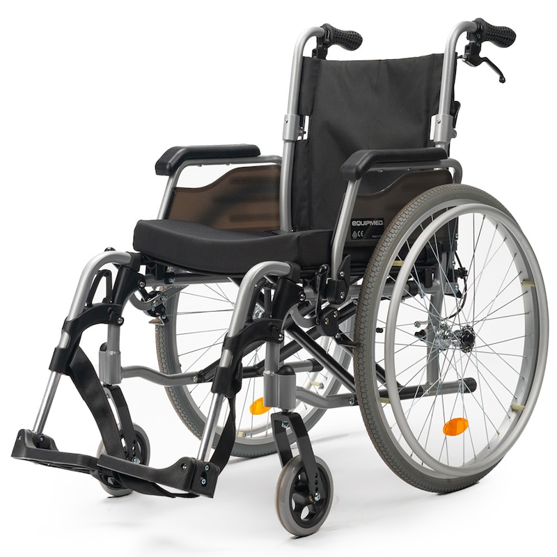 Equipmed 24 Inch Folding Wheelchair Alloy With Brakes Folding Armrests 