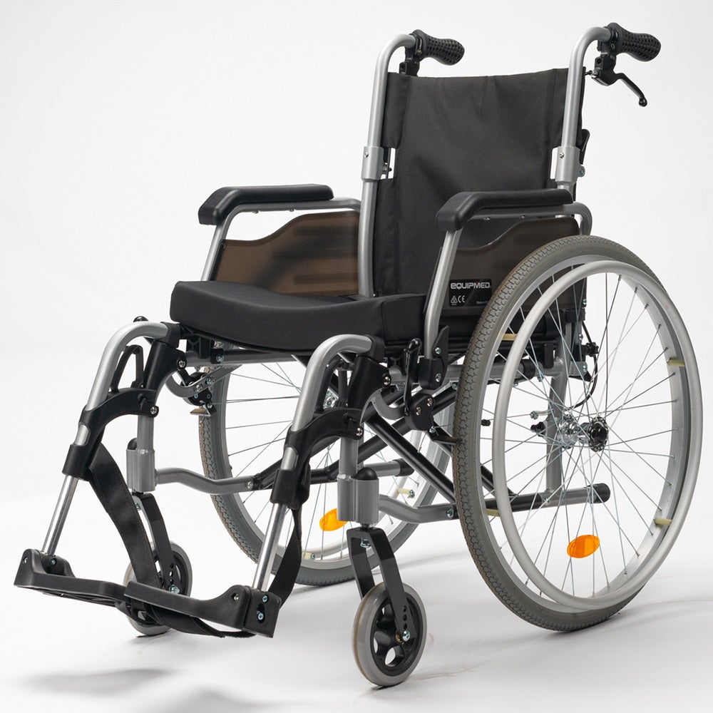 EQUIPMED Portable Wheelchair Folding Lightweight Mobility Wheel Chair Alloy 24" Inch Elderly Aid