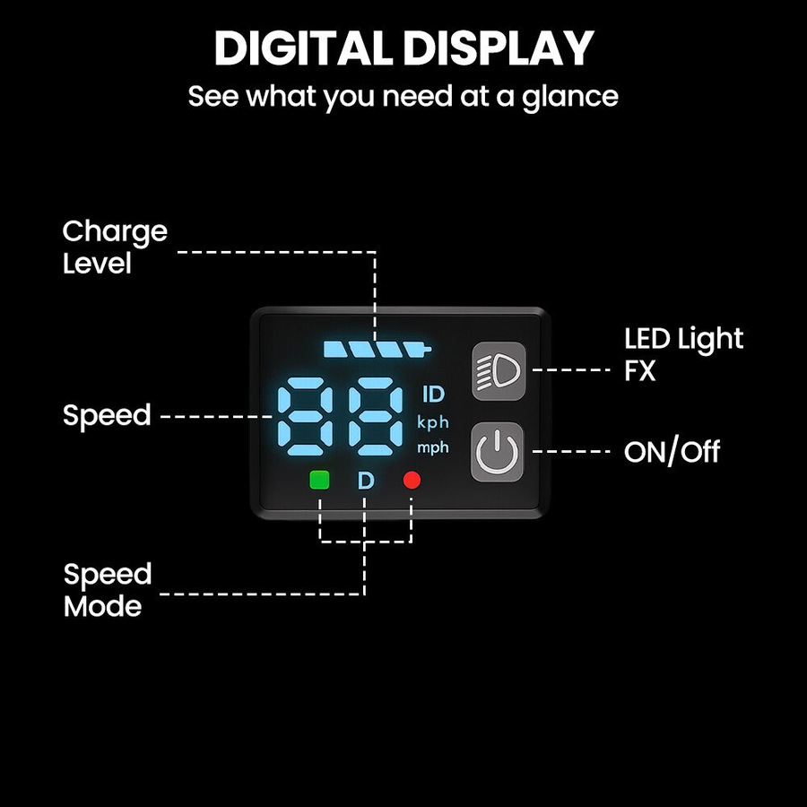 Alpha Edge Electric Scooter Kids/Teens 16km/h Max, Adjustable Height, UL Certified, AU Compliant, Dual Brakes, Bluetooth Music, LED, Black