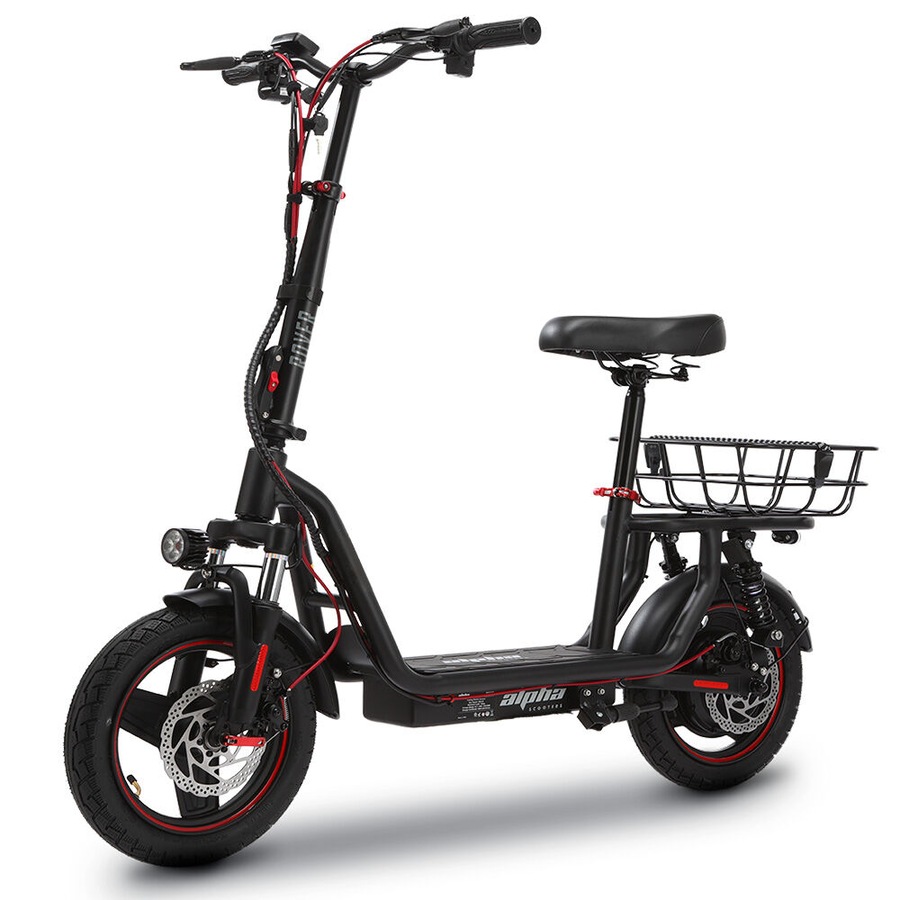 ALPHA Rover Electric Scooter with Seat, 500W 48V 25km/h 30km Range, 14-inch Tyres, Motorised Commuter eScooter for Adults, Black