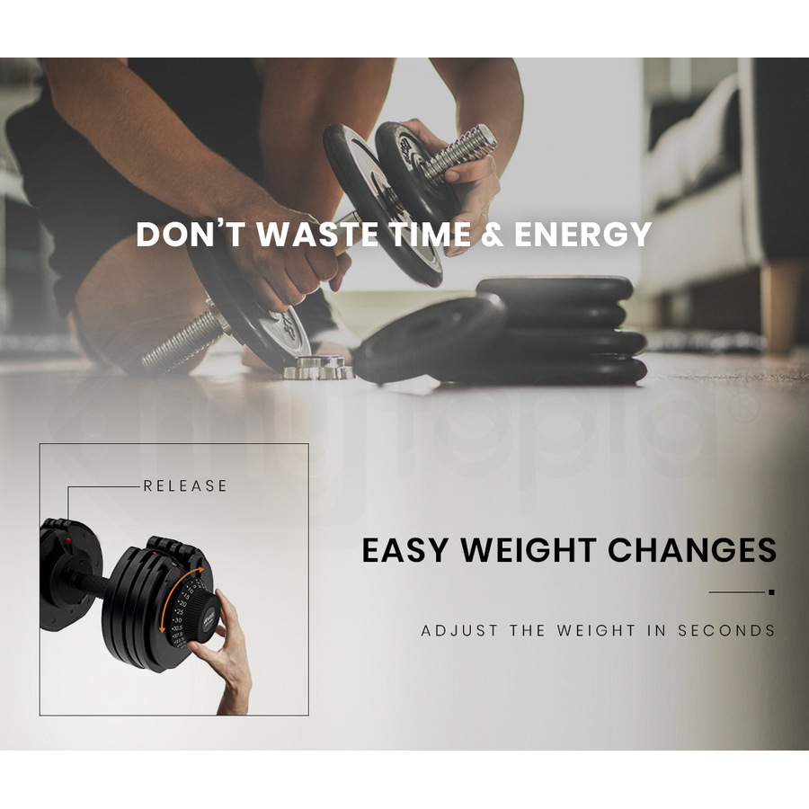 ATIVAFIT 2x 32.5kg Adjustable Dumbbell Set Weights Dumbbells Home Gym Fitness Hand