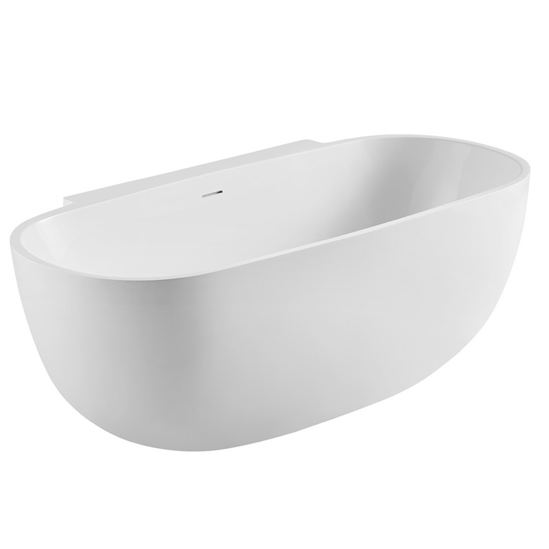 Buy Bathtub Freestanding Bath Tub Gloss White Acrylic Back to Wall, Stand Alone Bathtubs