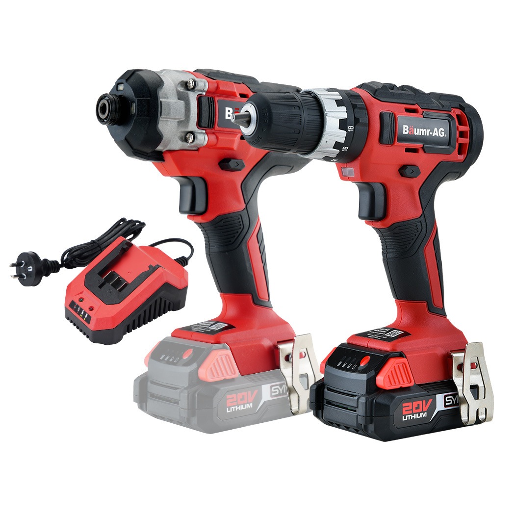 BAUMR AG 20V Cordless Drill and Impact Driver Combo Kit w/ SYNC Battery