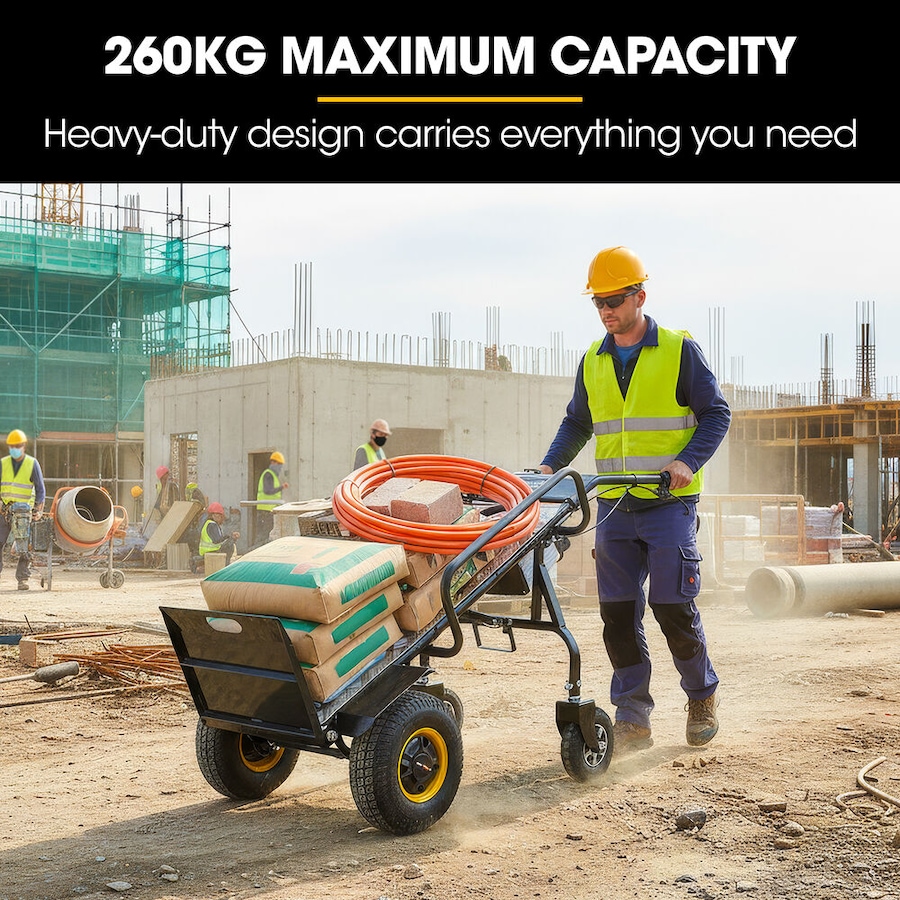 Baumr-AG 40V Li-ion 260kg Electric Powered Hand Truck Trolley 400W Brushless motor, Up to 6km/h, 4hr Runtime, Adjustable Width, Folds for Logistics, Moving