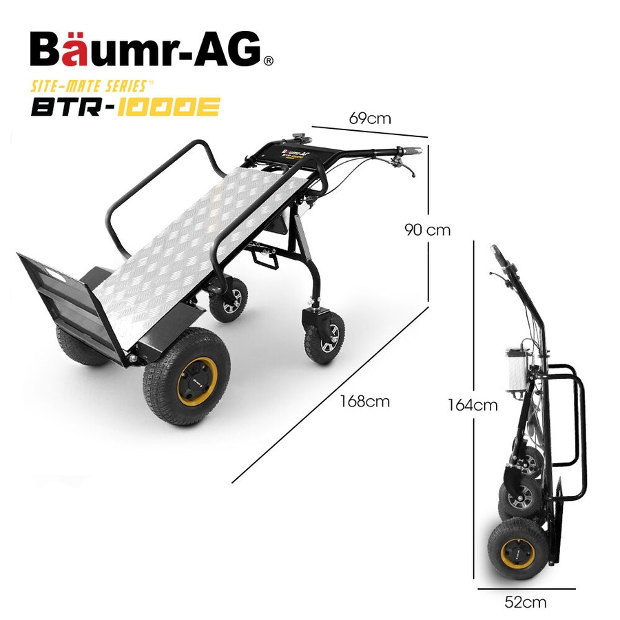 Baumr-AG 40V Li-ion 260kg Electric Powered Hand Truck Trolley 400W Brushless motor, Up to 6km/h, 4hr Runtime, Adjustable Width, Folds for Logistics, Moving