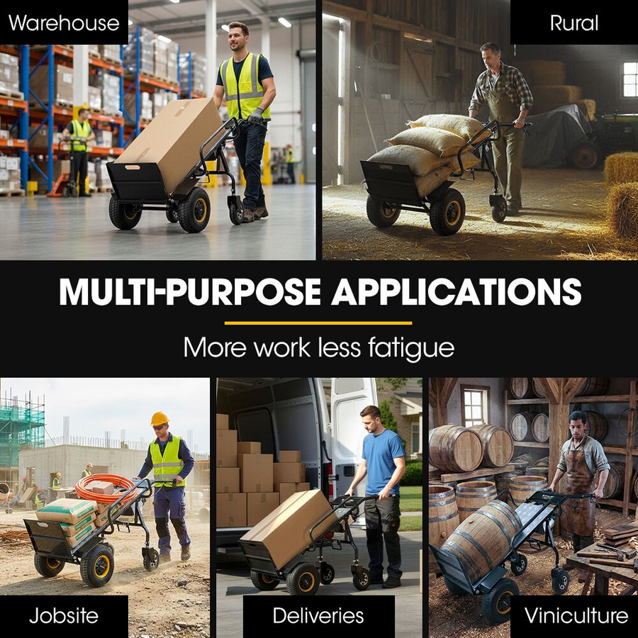 Baumr-AG 40V Li-ion 260kg Electric Powered Hand Truck Trolley 400W Brushless motor, Up to 6km/h, 4hr Runtime, Adjustable Width, Folds for Logistics, Moving