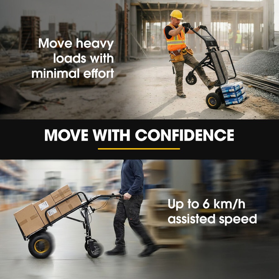 Baumr-AG 40V Li-ion 260kg Electric Powered Hand Truck Trolley 400W Brushless motor, Up to 6km/h, 4hr Runtime, Adjustable Width, Folds for Logistics, Moving
