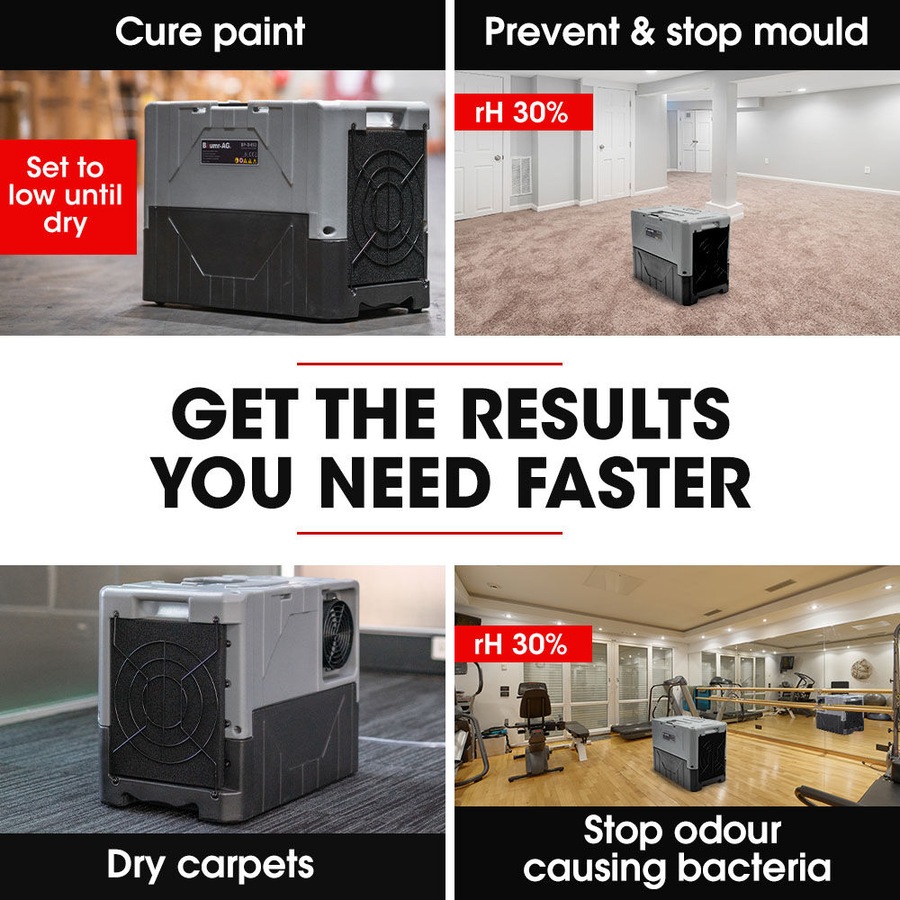 Baumr-AG 50L/day Commercial Industrial LGR Air Dehumidifier for Mould, Portable, Stackable, LCD Display, Wheels