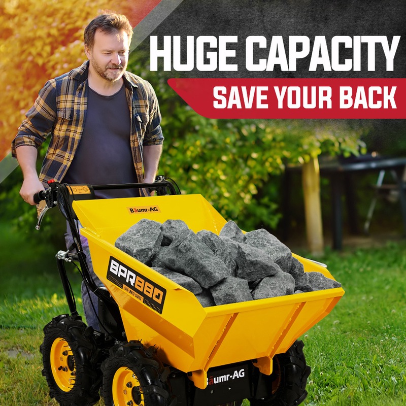 BaumrAG Power Wheelbarrow Motorized Mini Petrol Powered Wheel Barrow