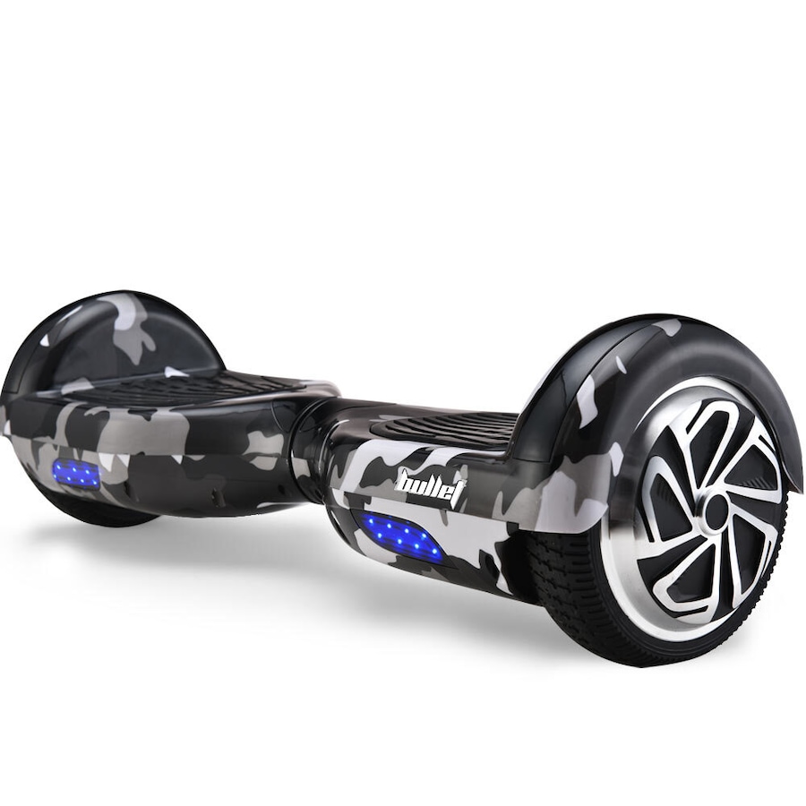 Bullet Gen III Hoverboard Scooter Dual Copper Motors, UL Certified, AU Compliant, 6.5" Wheels, Superior Self Balancing System, LED Lights, Carry Bag, Camo Grey