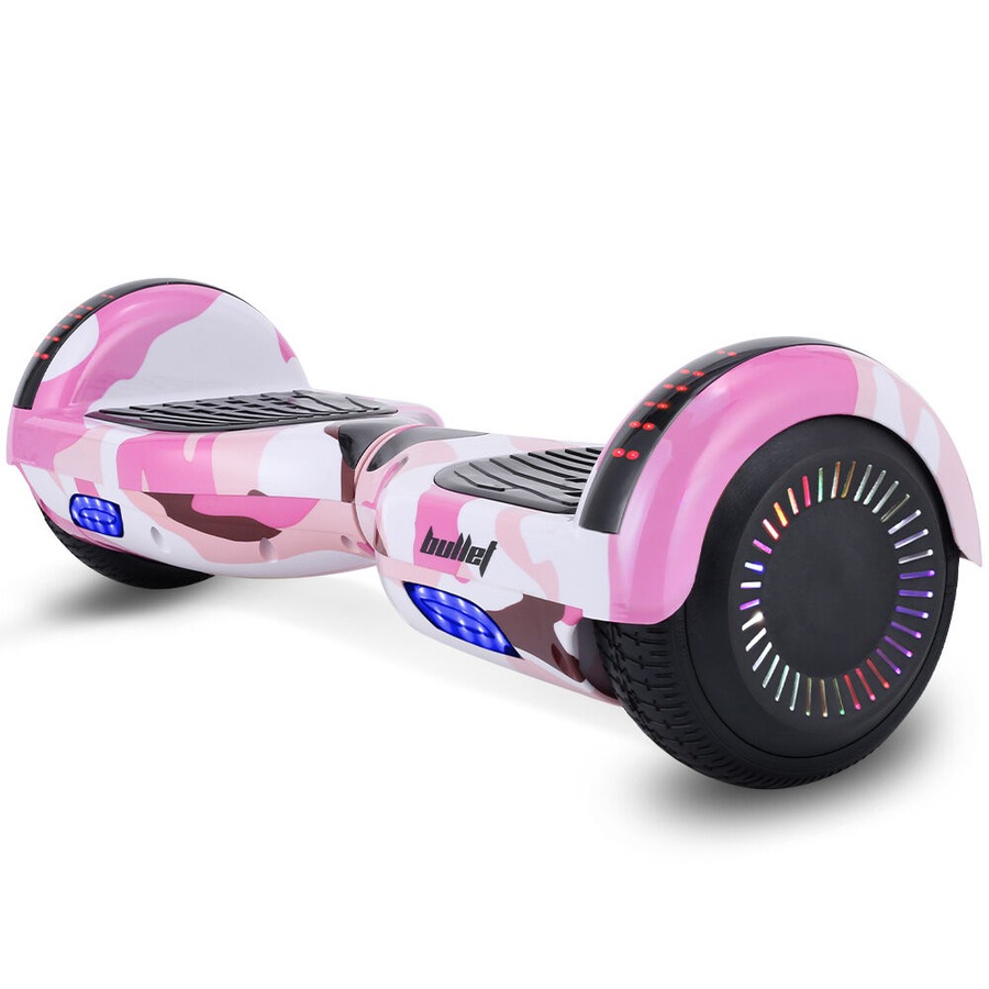 Bullet SX-2000 Hoverboard Scooter 500W Brushless, UL Certified, AU Compliant, Superior Self Balancing System, LED Lights, Pink Camo