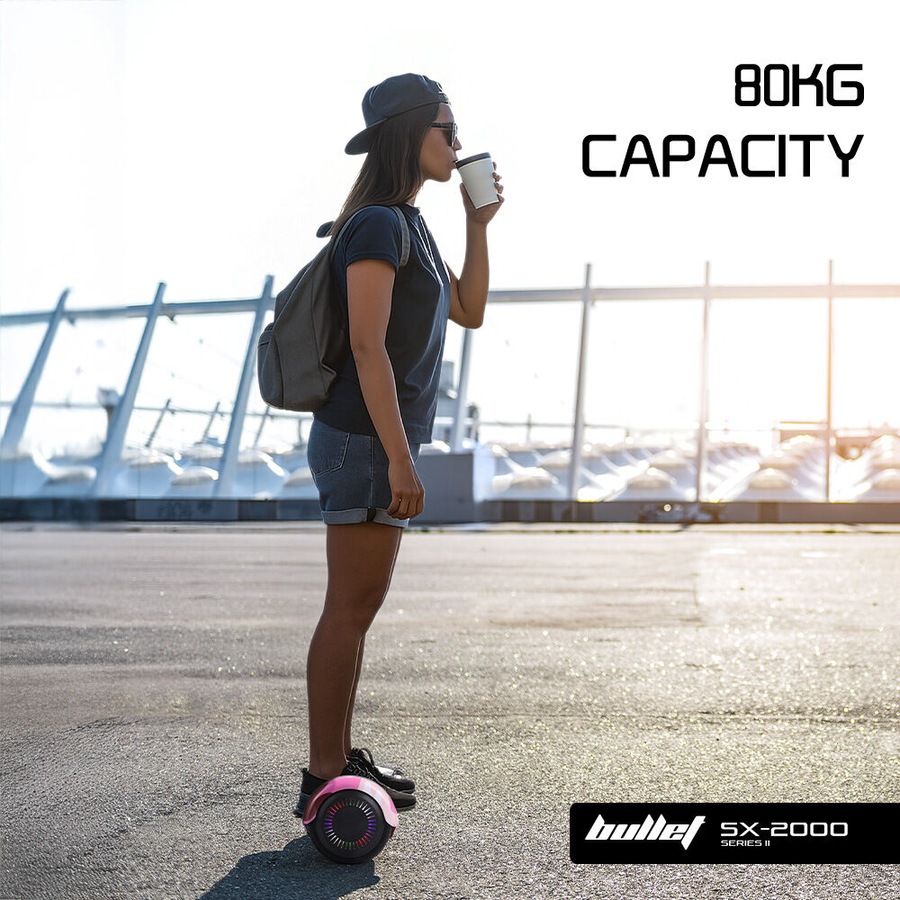 Bullet SX-2000 Hoverboard Scooter 500W Brushless, UL Certified, AU Compliant, Superior Self Balancing System, LED Lights, Pink Camo