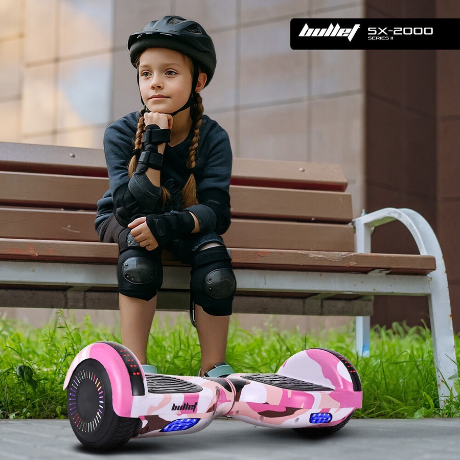 Bullet SX-2000 Hoverboard Scooter 500W Brushless, UL Certified, AU Compliant, Superior Self Balancing System, LED Lights, Pink Camo
