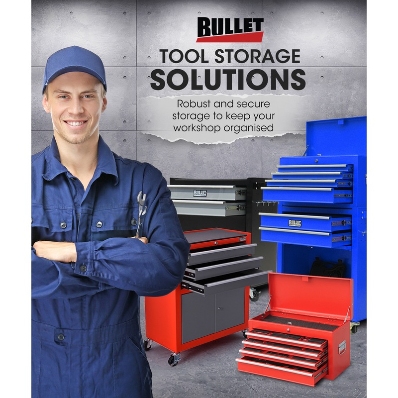 BULLET Tool Chest Box Trolley Rolling Wheels Drawer Storage Steel Red MyDeal