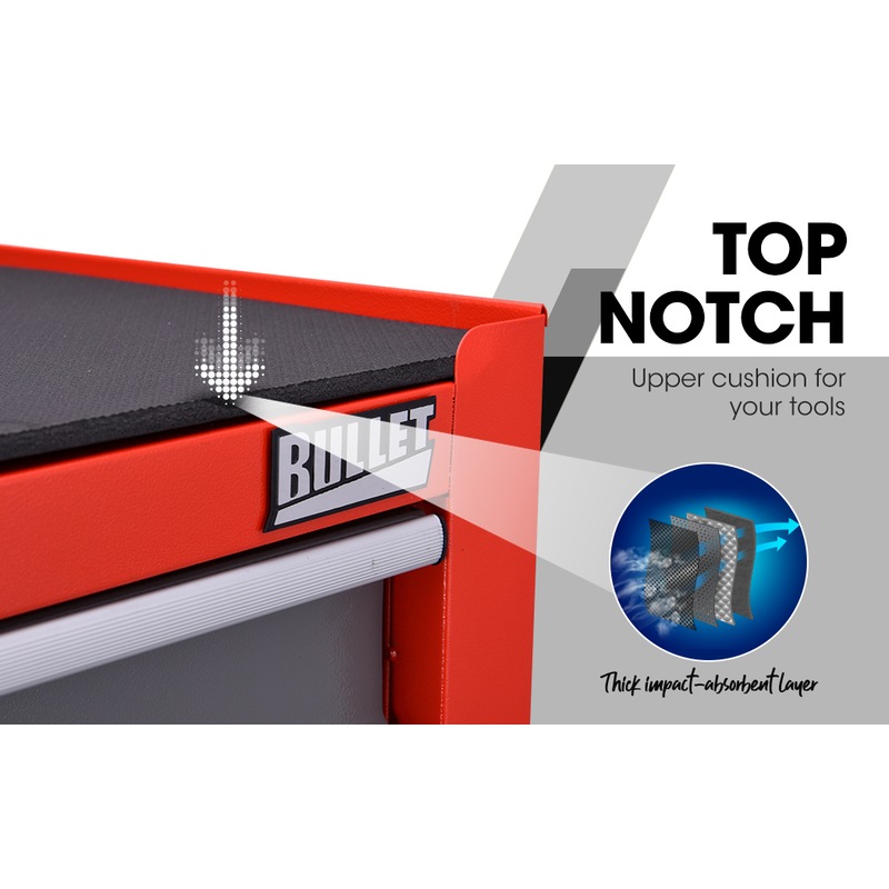 Buy BULLET Tool Chest Box Trolley Rolling Wheels Drawer Storage Steel Red MyDeal
