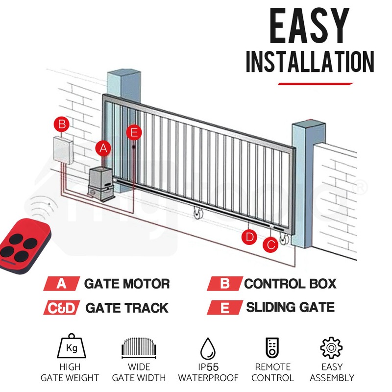 EGUARD Automatic Sliding Gate Opener 6m 1500kg Auto Motorised Remote