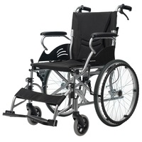 EQUIPMED Portable Wheelchair Aluminium Folding Lightweight Wheel Chair 20" Inch 100kg Capacity, Black