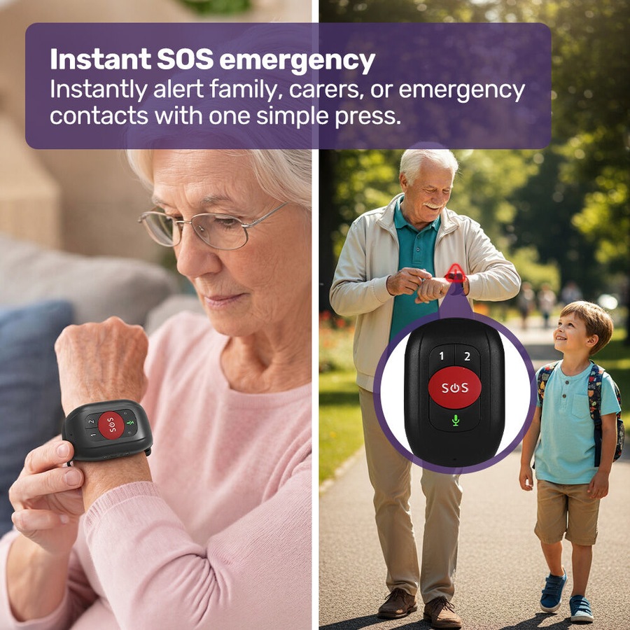 Equipmed GPS Fall Detection Emergency Bracelet with SOS Button for Seniors, 2 Way Calling, Location Tracking, Speed Dial, iPhone and Android Compatible
