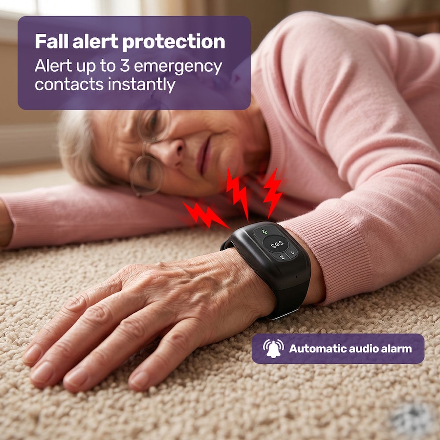 Fall Alert Without A Button Buy Equipmed GPS Fall Detection Emergency Bracelet with SOS Button for ...