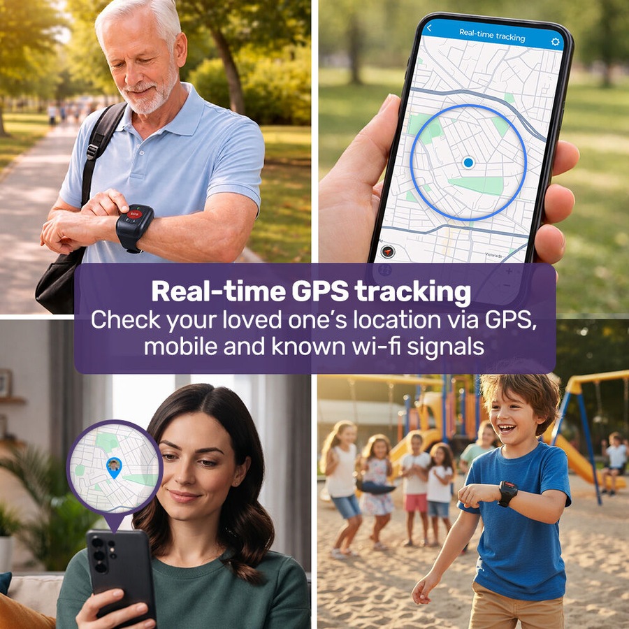 Equipmed GPS Fall Detection Emergency Bracelet with SOS Button for Seniors, 2 Way Calling, Location Tracking, Speed Dial, iPhone and Android Compatible